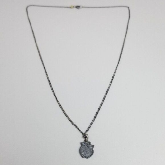 Vintage Tiny Apple Pendant Charm Necklace, Sterling Silver Chain, 16 inches - Picture 9 of 9